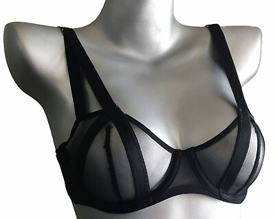 #ad #ad Victorias Secret Very Sexy Luxe Banded Mesh Unline Balconet Bra 34D Black Nwt $21.99