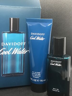 #ad Davidoff Cool Water 2 Piece Set Eau De Toilette 1.3 All in One Shower Gel 2.5 $39.99