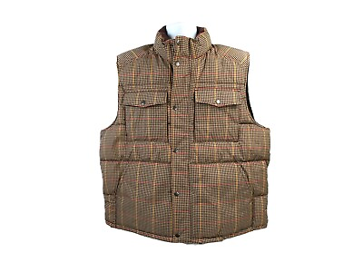 #ad Goodfellow amp; Co Men#x27;s Midweight Tan Puffer Jacket Vest w Houndstooth Pattern $29.00