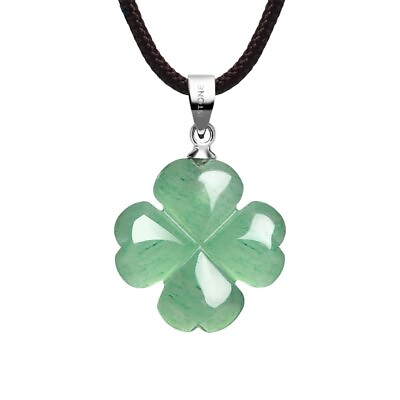 #ad Four Leaf Clover NecklaceMade with Green Aventurine Jade for Faith Hope Love $27.65