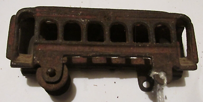 #ad antique toy railroad car cast iron 4quot; long 2quot; tall missing one set of wheels $15.00