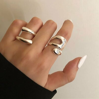 #ad Fashion Silver Irregular Geometric Adjustable Finger Ring Women Jewelry New C $2.06