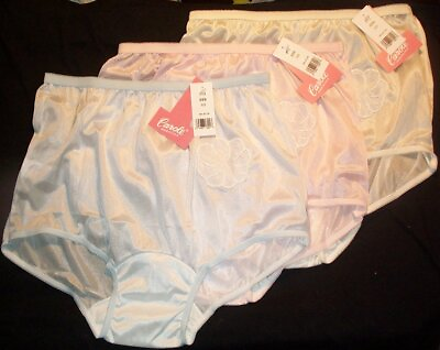 #ad 3 Pair Assorted Carole Nylon Panty Size 11 Brief Style Panties Lace Applique USA $20.99