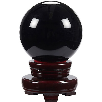 Black Obsidian Crystal Ball Sphere with Stand for Meditation Healing 4.5quot; x 3.1quot; $19.99