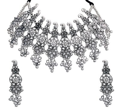 #ad #ad Antique Banjara Style Boho Designer Oxidized Metal Choker Necklace Set for Girls $30.59