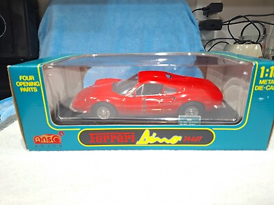 #ad 1 18 Anson Ferrari Dino 246 GT Pininfarina Red Diecast Coupe Replica w Base #x27;69 $125.00
