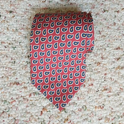 #ad Brooks Brothers Makers Necktie Tie Red Blue White Paisley Silk USA 3.75x57 $16.84