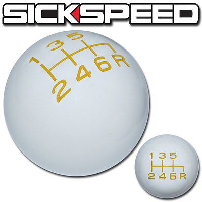 #ad WHITE YELLOW VINTAGE SHIFT KNOB 6 SPEED SHORT THROW SHIFTER SELECTOR 10X1.25 S09 $26.88