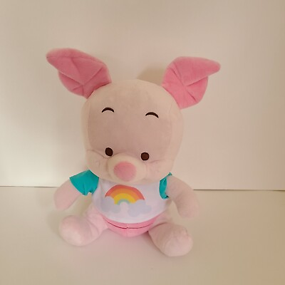 #ad Disney Winnie the Pooh Piglet Plush Stuffed Animal Toy With Rainbow Shirt $10.50