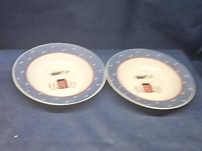 #ad Vintage At Home America By Deb Strain Set 2 Rim Soup Bowls Angel Theme EUC $13.99