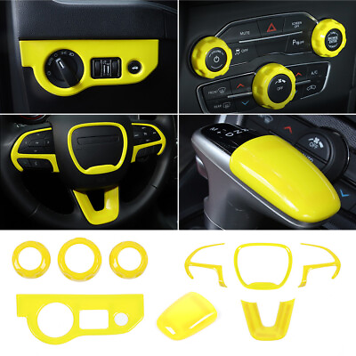 #ad Car Yellow Interior Decoration Cover Bezel Trim For Dodge Charger Accessories $60.99