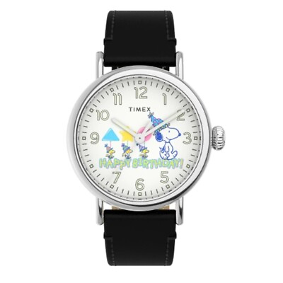 #ad Timex Peanuts Featuring Snoopy Happy Birthday Leather Strap Watch TW2V61000 $202.10