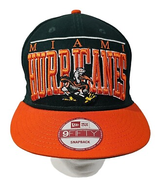 #ad Miami Hurricanes Snapback Hat New Era Hat Cap Canes NCAA The U Mascot $16.95