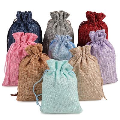 #ad #ad 25 50 100 Burlap Bags Linen Jewelry Pouches Jute Hessian Gift Bag Wedding Favor $7.98