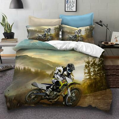 #ad 3D Motorcycle Forest ZHUA23 Bed Pillowcases Quilt Duvet Cover Set Queen King Zoe AU $149.99