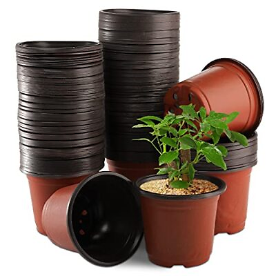 DEAYOU 200 PCS 4quot; Plastic Nursery Pots Seed Starting Flower Pots Bulk with Dr... $34.15