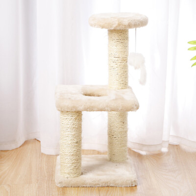 #ad Small Cat Tree Scratching Post Scratcher Tower Furniture Post Condo Play House $18.49