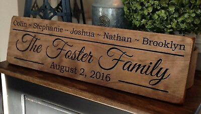 #ad Custom Engraved Family Name Sign Wedding Gift Anniversary Gift Wood Sign $82.99