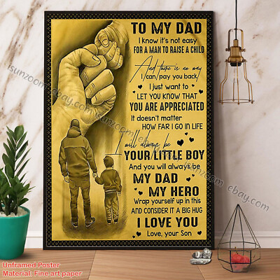 #ad Family Son To My Dad I Will Always Be My Dad My Hero Holding Hand Lovers Pape... $15.42