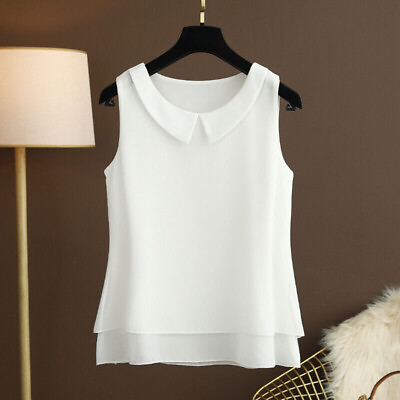 #ad Ladies Solid Chiffon Tank Top Camisole Vest Sleeveless 2 Layer Casual Summer Bar $20.08