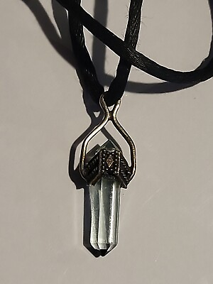 #ad Vintage Sterling Silver Pendent Wrapped Crystal Pendent Amazing $35.00