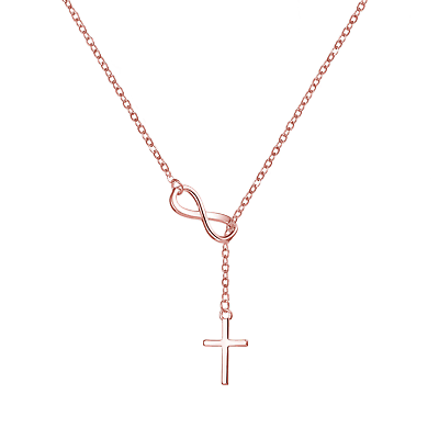 Rose Gold Infinity with Cross Necklace $13.49