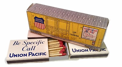 #ad Union Pacific UP Train Car Rail Way Four Match Boxes Unstruck Matches Railroad $9.47