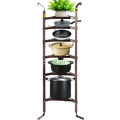#ad VEVOR Cookware Stand Vertical Pot Rack 6 Shelf Storage Kitchen Steel Bronze $50.34