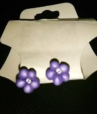 #ad Purple flower stud earrings $1.75