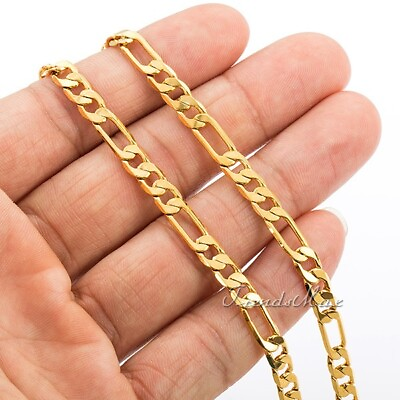 6MM 18 24quot; Yellow Gold Filled Figaro Link Necklace Men Women Chain Jewelry Gift $9.11