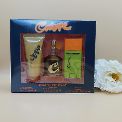 Curve For Men Gift Set Eau de Cologne Spray 2.5 oz After Shave Balm 3.4 oz Deo $24.75