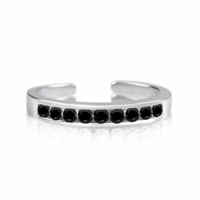 #ad 0.25Ct Simulated Black Diamond Adjustable Band Toe Ring 14k White Gold Plated $19.99