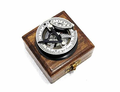 #ad Compass Box Sundial Brass Wooden Nautical Antique Gift Inch Maritime Marine 3 quot; $105.44