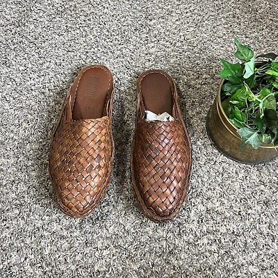 #ad Mohinders Shoes Mens 11 Brown Leather City Slipper Woven Handmade in India $49.99