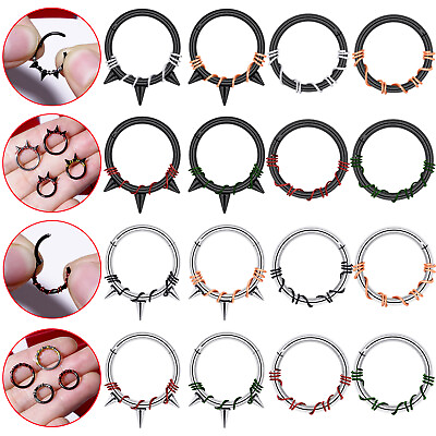 #ad 16G Wire Wrap Septum Clicker Stainless Steel Hinged Segment Nose Hoop Ring ONE $2.95