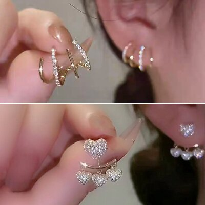 #ad Gorgeous Crystal Zircon Flower 925Silver Earrings Stud Dangle Drop Wedding Women C $2.42