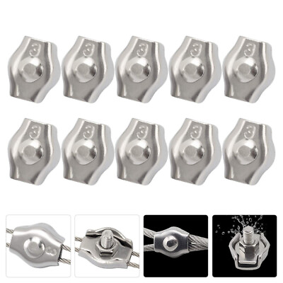 #ad 10 Pcs 304 Stainless Steel Single Wire Connectors Cable Clamp $8.45
