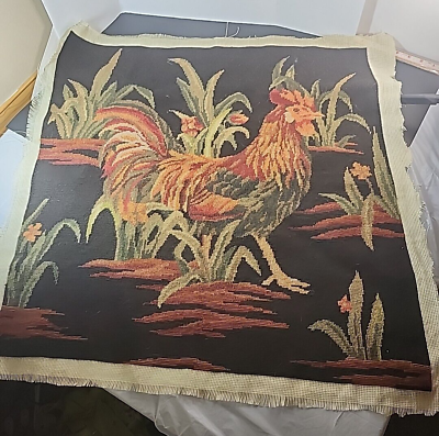 #ad Needlepoint ROOSTER completed MCM Folk Art Large Unframed 26 Inch $74.99