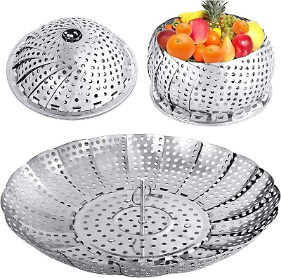 #ad Veggie Vegetable Steamer Basket Folding Steaming Basket Metal Stainless Steel $7.99