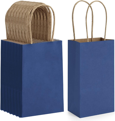#ad 100Pack 3.5X2.4X6.7 Inches Small Kraft Paper Gift Bags with Handles Bulk Mini Pa $49.48