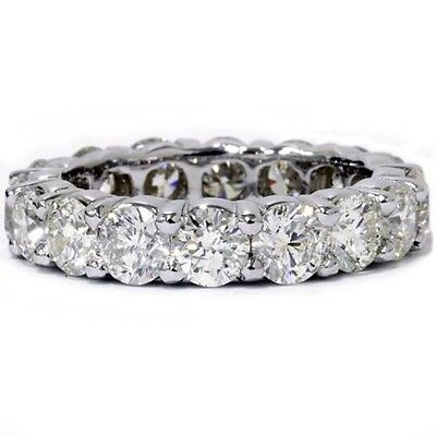 #ad Unique Huge 5.00Ct Round Real Diamond Eternity Ring Wedding Band 14k White Gold $1080.00