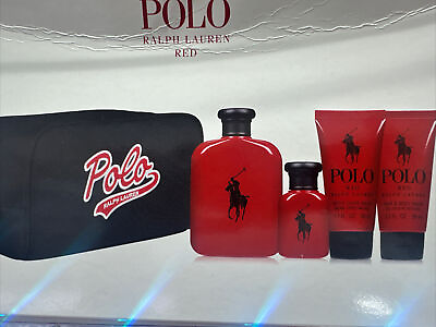 #ad POLO RED by Ralph Lauren 5 PIECE GIFT SET 4.2 OZ EAU DE TOILETTE SPRAY NEW Box $92.97