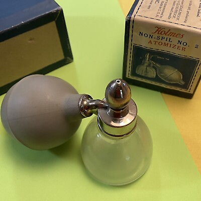 Vintage ￼Antique ￼Perfume ￼Atomizer Glass Bottle And Pump Original Box 1940s 50s $14.99