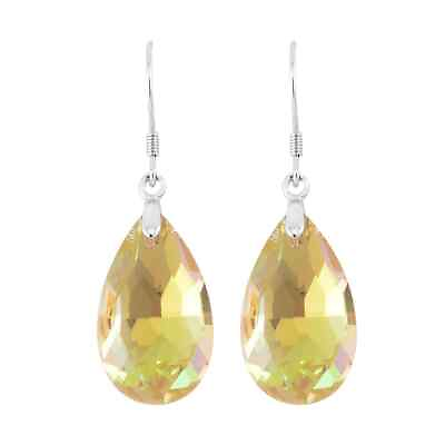 #ad 925 Sterling Silver Rhodium Plated Yellow Topaz Earrings Jewelry Gift for Women $15.19