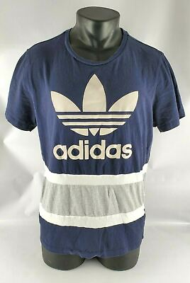 #ad VTG Adidas Large Stripe Fuzzy Logo Streetwear Adult T Shirt Size XL $16.89