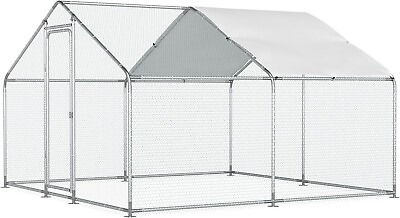#ad Large Chicken Coop Walk In Chicken Run Metal Poultry Cage House w Cover Outdoor $159.99