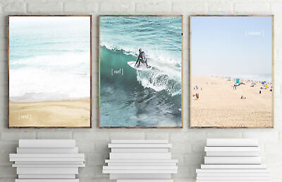 #ad Set of 3 Summer Beach Surf Ocean Wall Art Print. Great Matching Art Decor AU $148.05
