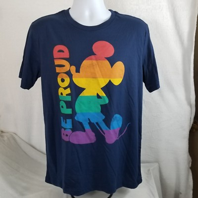 #ad Disney Pride Collection T. Shirt quot;Be Proudquot; Rainbow Micky Mouse Blue 3 sizes $2.55
