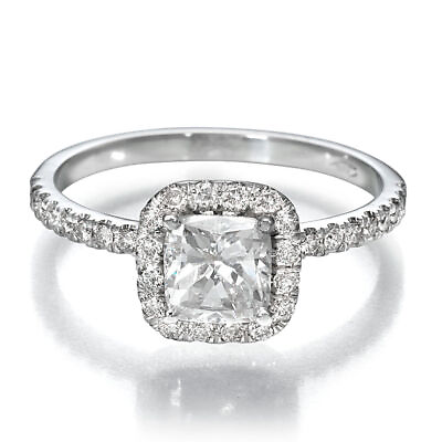 #ad F VS2 Cushion Cut Lab Created Diamond Engagement Ring 1.25 CT 14K White Gold Ele $1026.90
