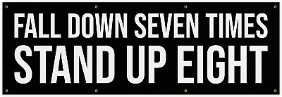 #ad Fall Down Seven Times Banner Motivational Home Gym Decor 72 X 24 Inches $67.15